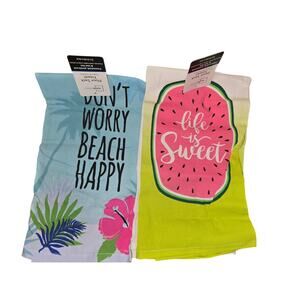 Decorative Flour Sack Towels Life is Sweet Don't Worry Beach Happy